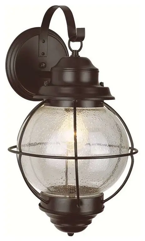 Catalina 1-Light Wall Lantern, Rustic Bronze With Clear Seeded
