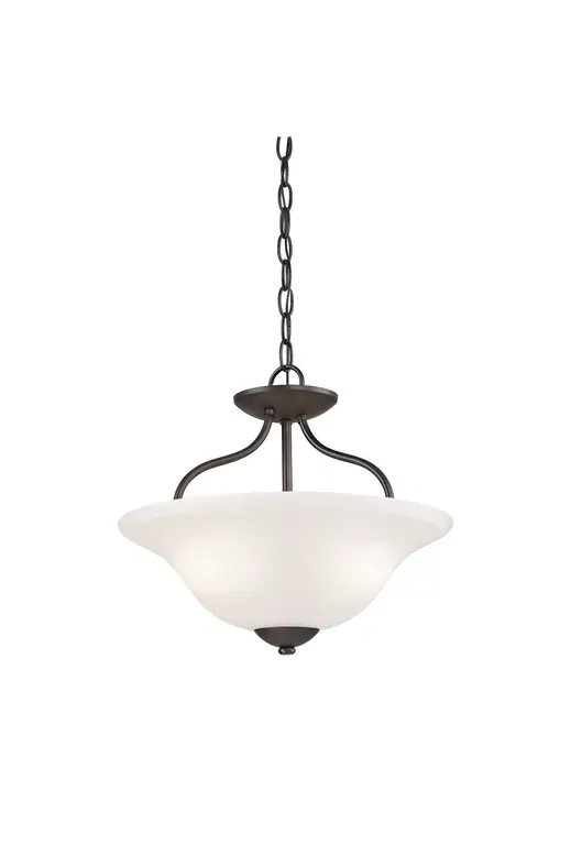 Conway 2-Light Semi Flush Mount, Oil Rubbed Bronze With White Glass