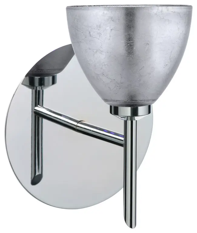 Divi 1 Light Wall Sconce, Chrome, Incandescent, Silver Foil Glass