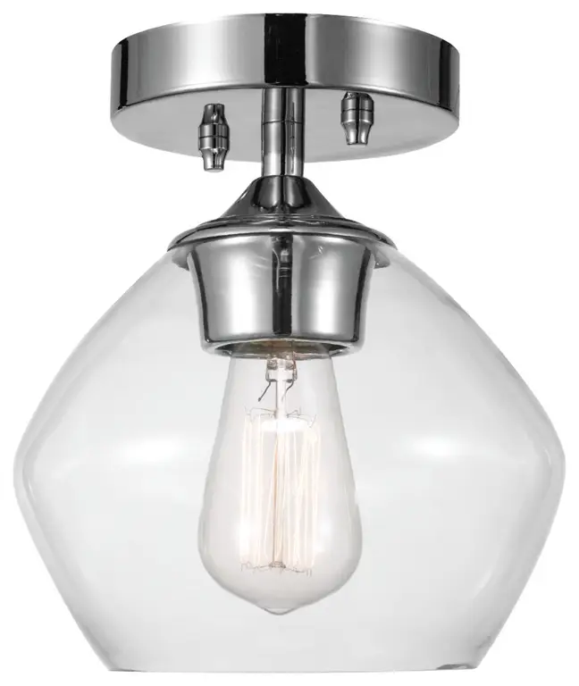 Harrow 1-Light Chrome Semi-Flush Mount Ceiling Light With Clear Glass Shade