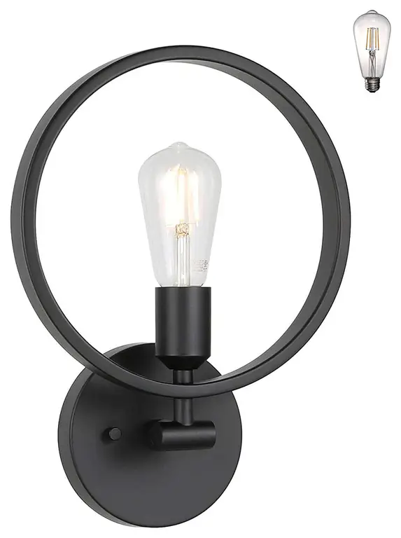 Industrial Round Wall Light Simplicity Black Wall Sconce