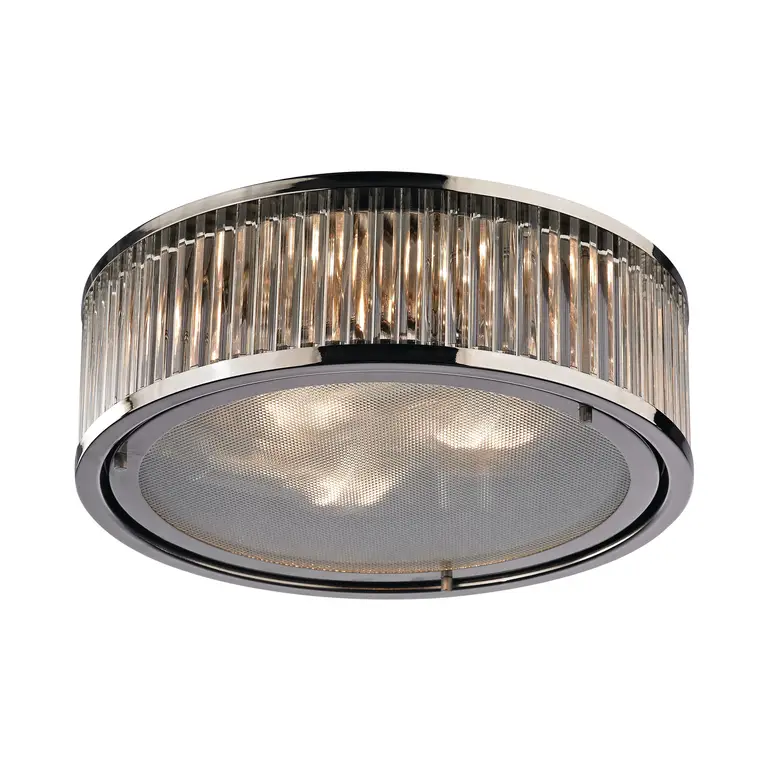 Linden Manor 3-Light Flush Mount, Polished Nickel