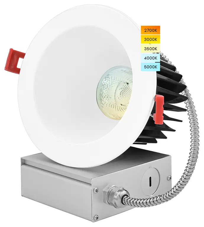 Luxrite 4" LED Recessed Light J-Box 18W 5 Color Selectable