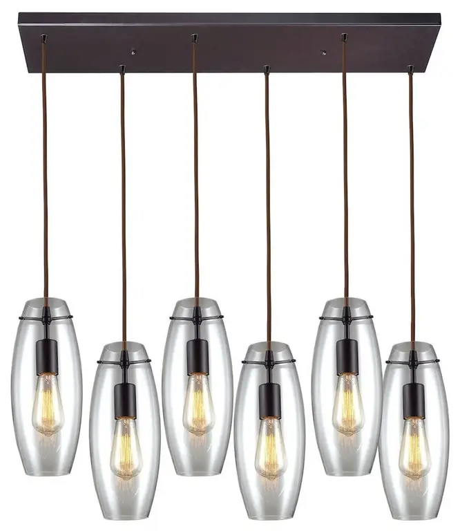 Menlow Park 6-Light Pendant, Oiled Bronze