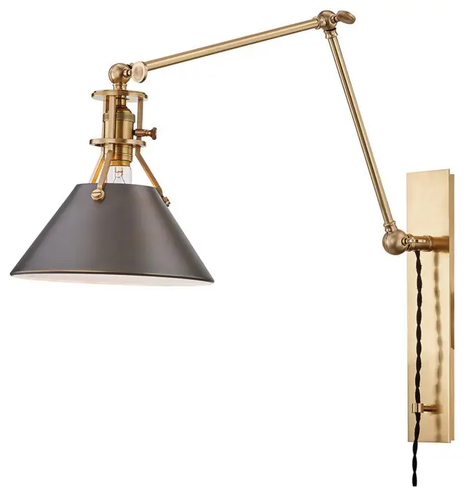 Metal No.2 1 Light Swing Arm Wall Sconce, Aged/Antique Distressed Bronze