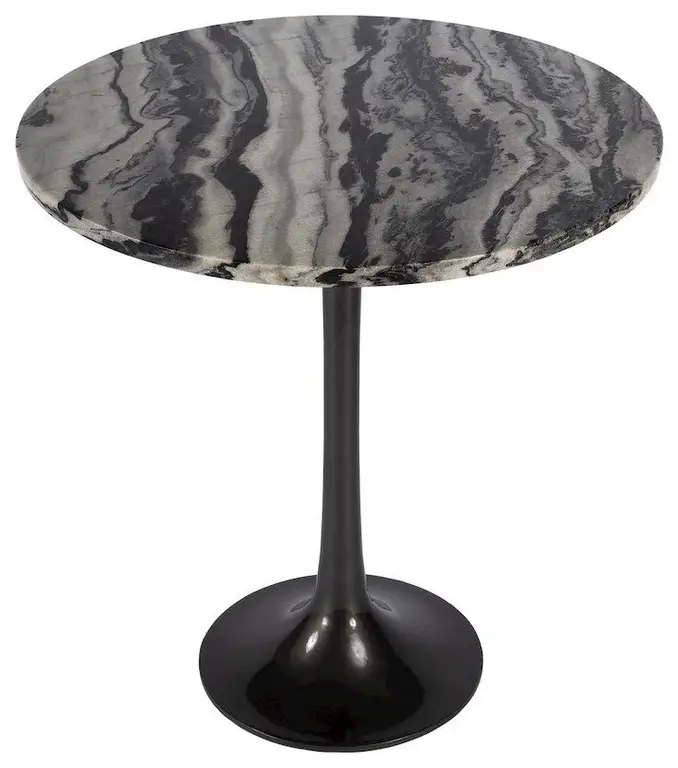 Paxton Round Marble Side Table, Black and White