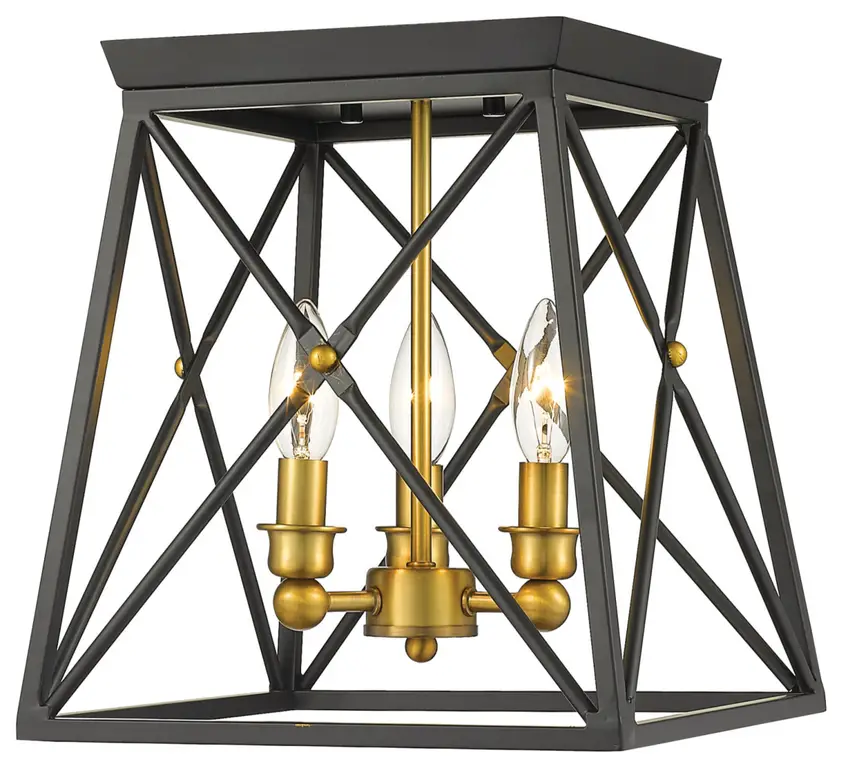 Z-Lite 447F11 Trestle 3 Light 11"W Semi-Flush Ceiling Fixture - Matte Black /